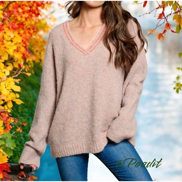 MYSTREE v neck part wool sweater S M L - Picture 3 of 9